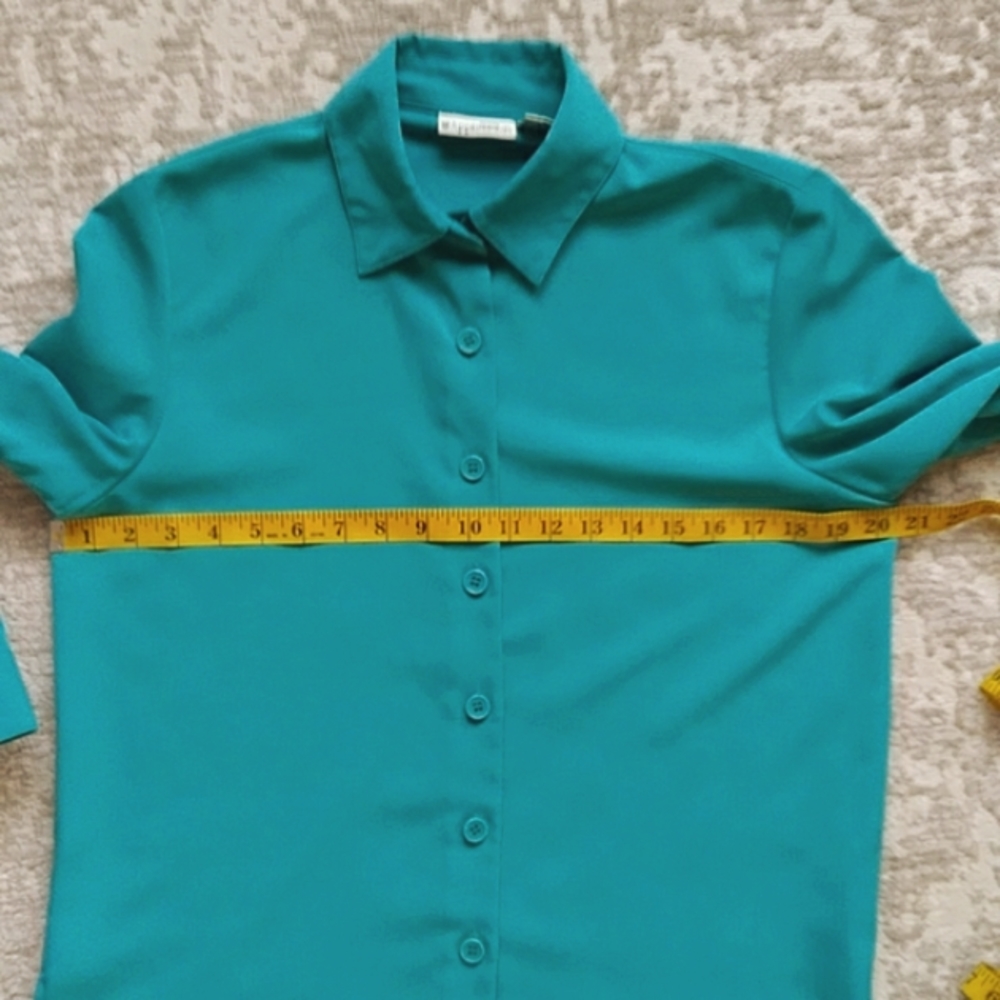 Appleseed's Petite Button Down Blouse Shirt 6 Petite Green - Picture 11 of 13